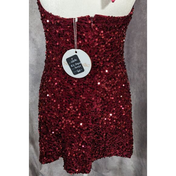Glam Merlot Star Lights Halter Mini Dress By Selfie Leslie - Picture 11 of 12